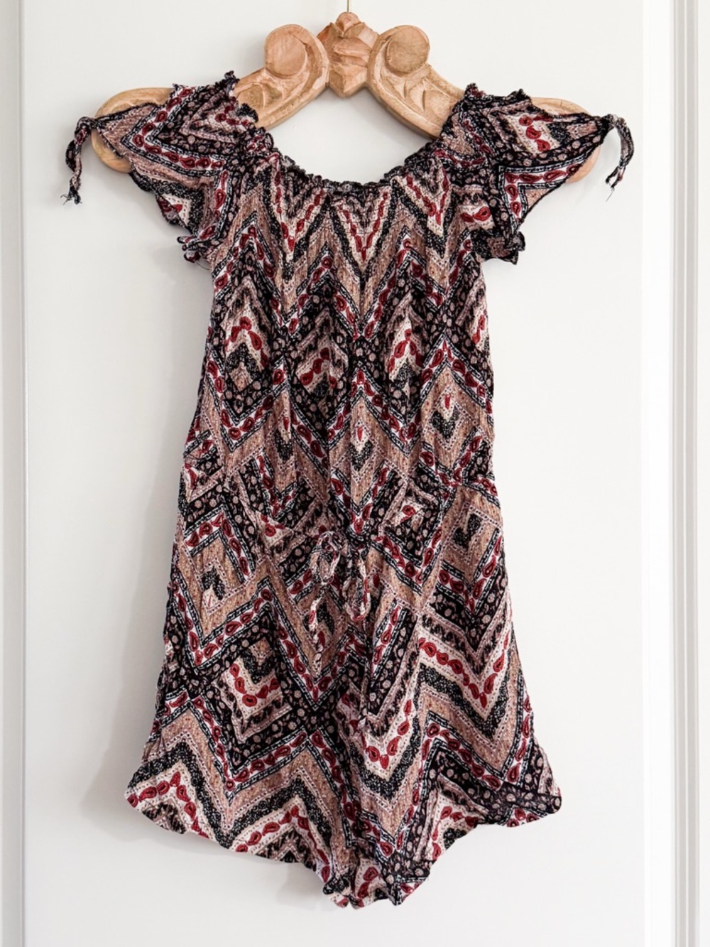 Rue21 Boho Chevron Paisley Off Shoulder Romper Size Small EUC